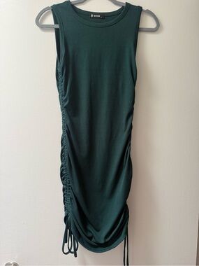 Sleeveless Ruched Mini Dress in Deep Green by BTFBM